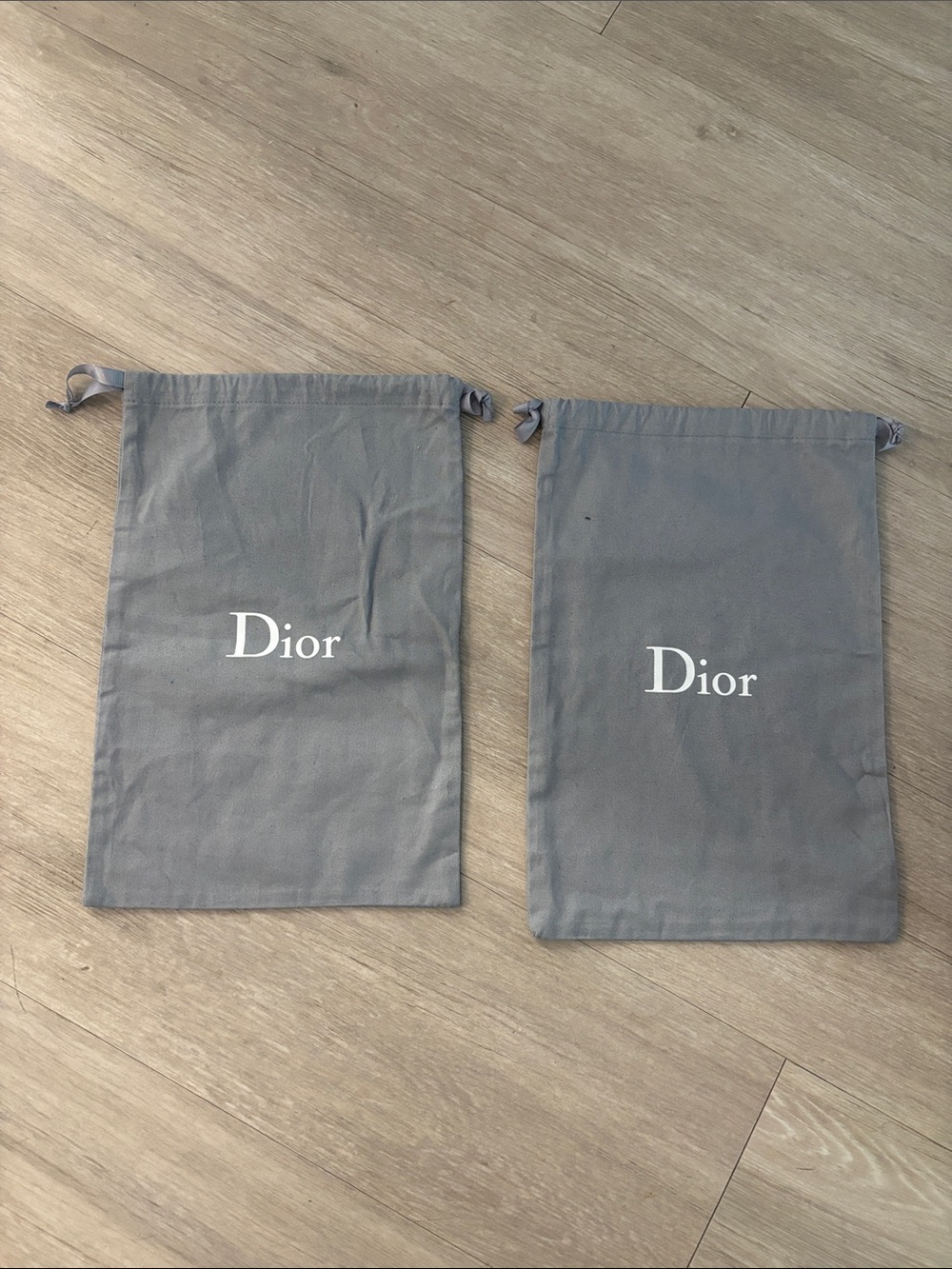 Dior Gray Drawstring Shoe Dust Bags Pair